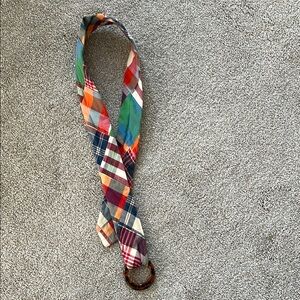 J.Crew 100 Cotton Madras Plaid Belt Fabric Tortoise  Buckle - Womens